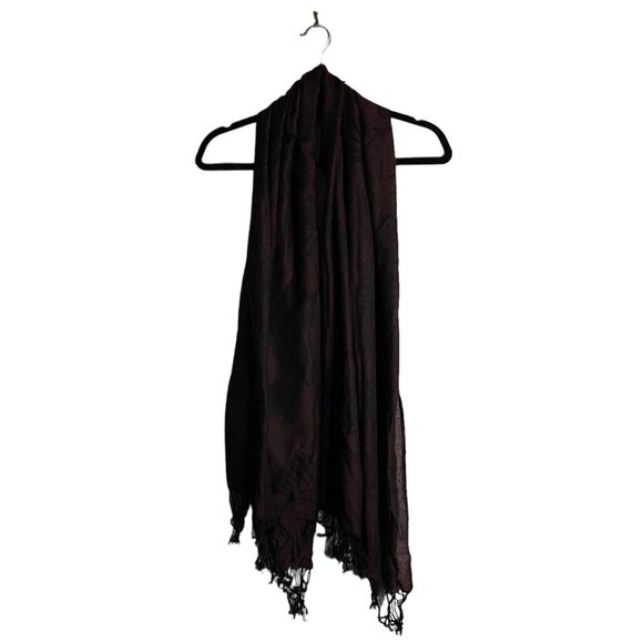 Women's Burgundy Floral Print Fringed Scarf - Picture 1 of 5